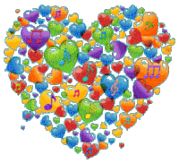 Gif animé coeurs multicolors